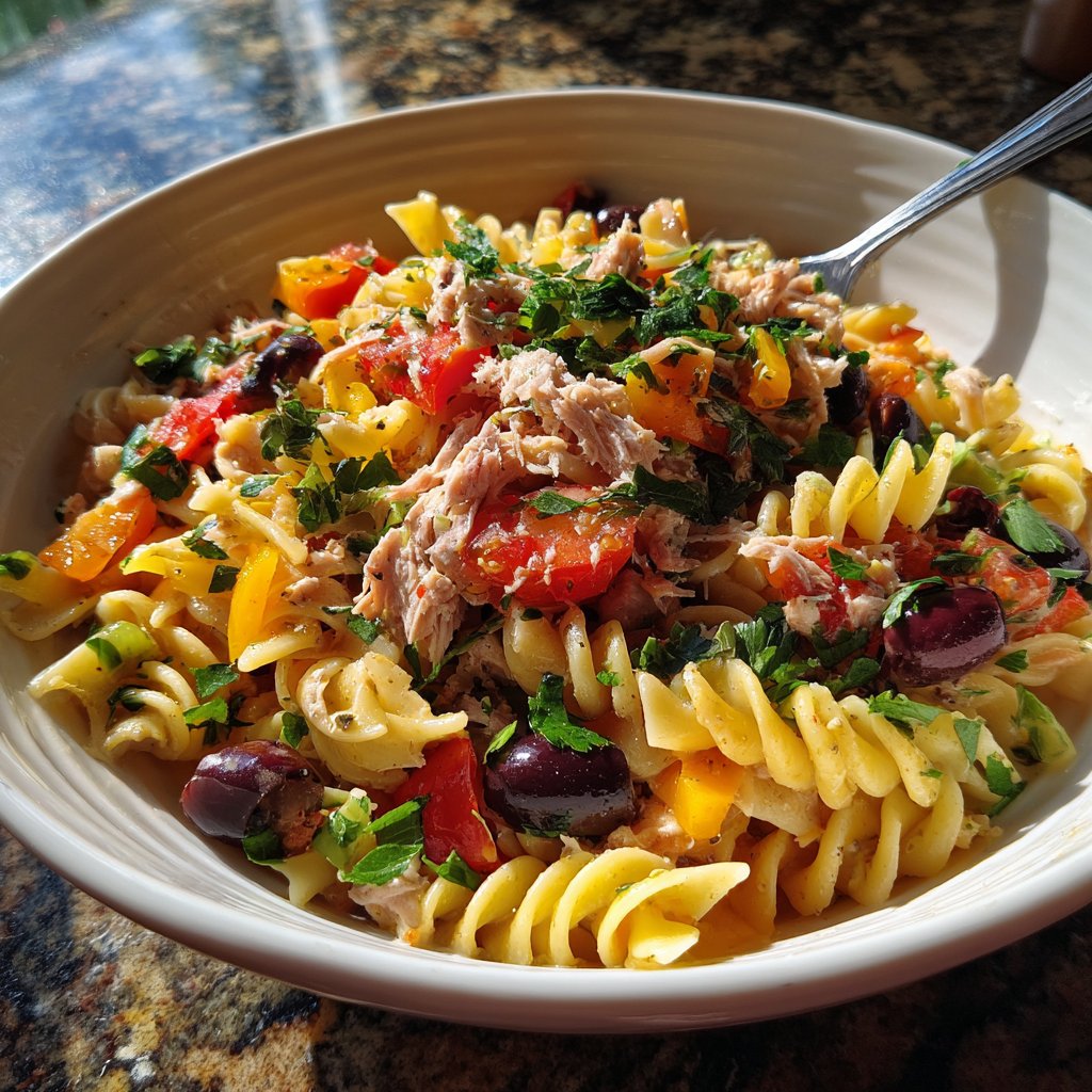 Mediterraner Nudelsalat Mit Thunfisch