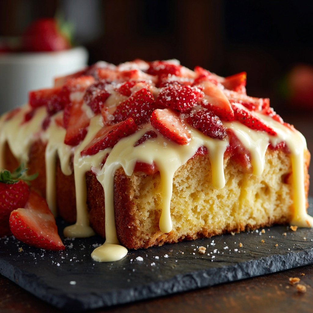 Saftiger Erdbeerkuchen Mit Vanillepudding
