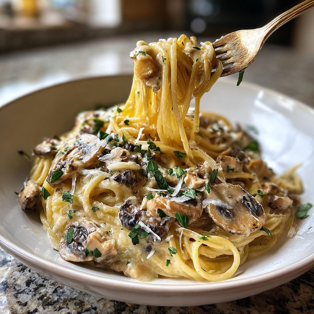 Spaghetti mit cremiger Pilzsauce